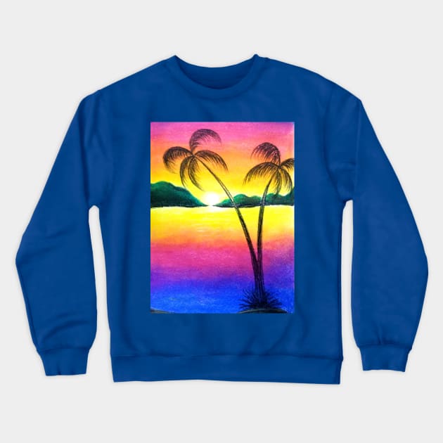 Shaded Sunrise Beach Scenery Soft Pastels Crewneck Sweatshirt by Artisy Artist 